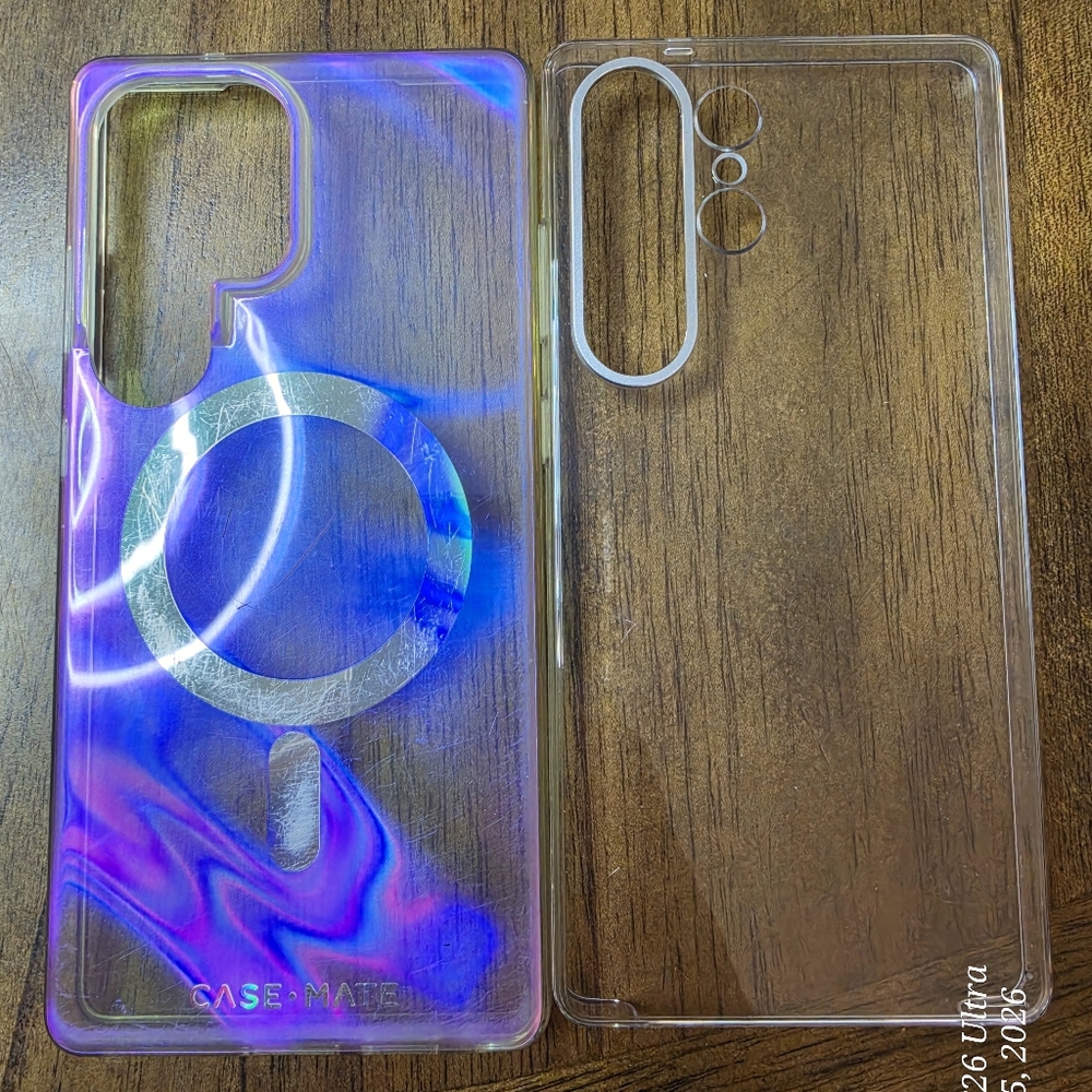 Bundle: Clear & Iridescent Magnetic-Compatible Phone Case for Galaxy S25 Ultra
